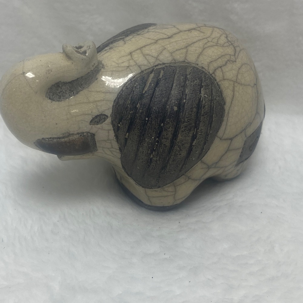 South African Raku Elephant Handmade Ceramic Elephant Collectible Crackle Glaze - Picture 14 of 15